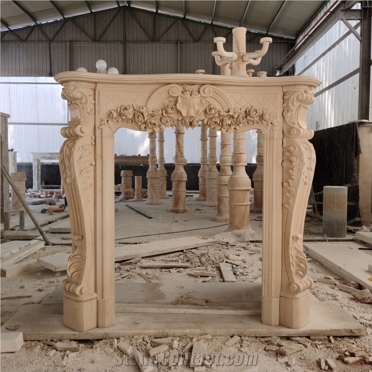 Travertine Home Fireplace Free Standing Fireplace
