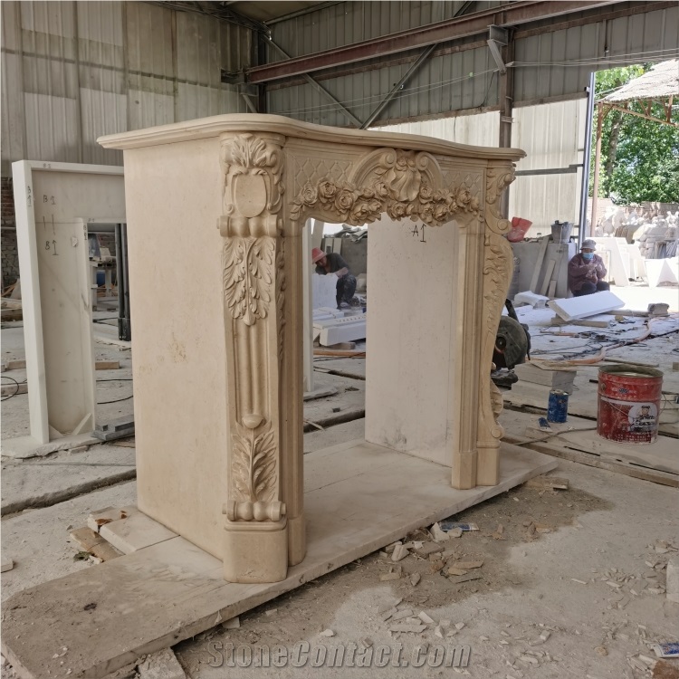 Travertine Home Fireplace Free Standing Fireplace