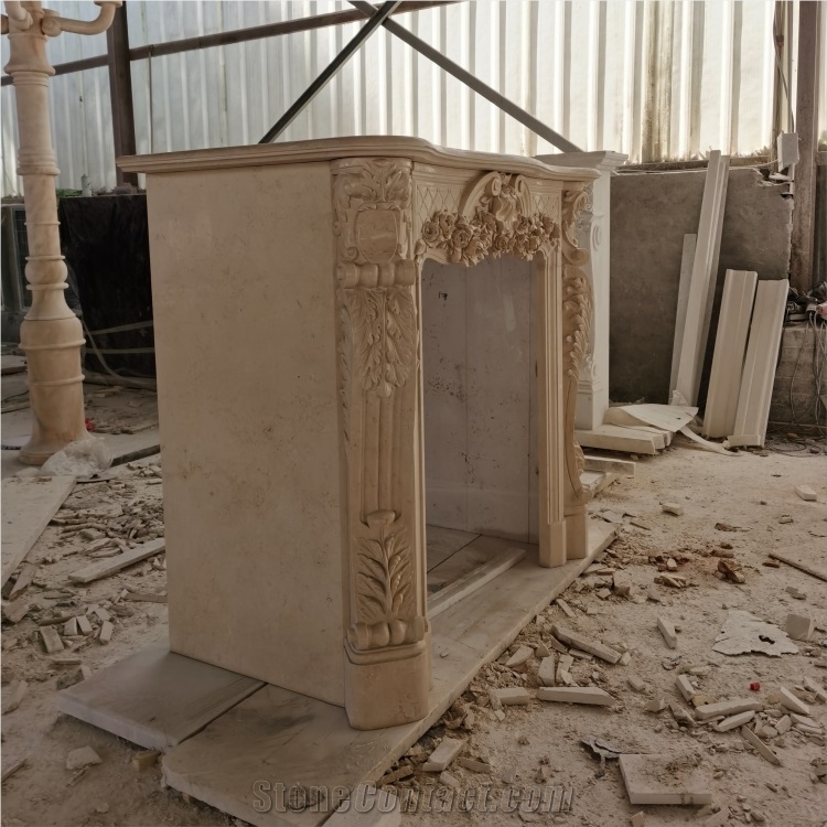 Travertine Home Fireplace Free Standing Fireplace