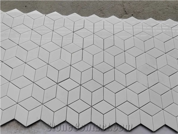 Thassos White Marble Irregular Mosaic Tiles
