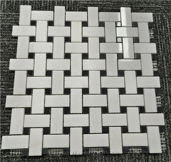 Thassos White Marble Irregular Mosaic Tiles