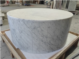 Carrara Marble  Low Rounded Plinth  Coffee Table
