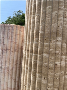 Cava Fluted Round Durango Fiorito Beige Travertine Drum