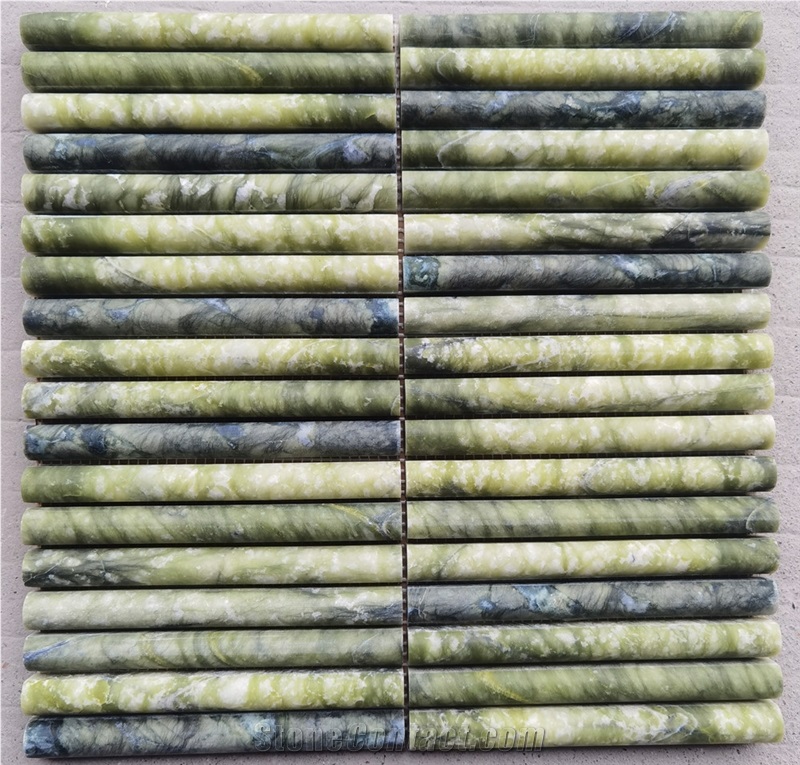 Green Marble  Honed Flute Mosaic Tiles