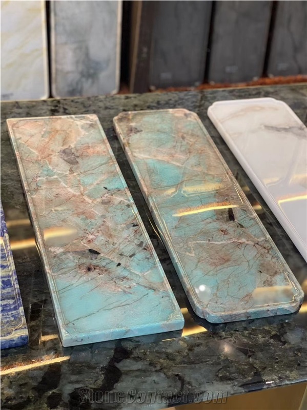 Handcrafted Luxurious Amazon Green Quartzite Vanity Tray