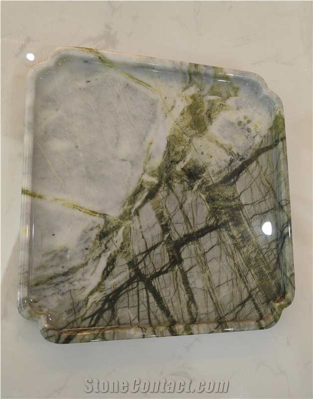 Handcrafted Luxurious Amazon Green Quartzite Vanity Tray