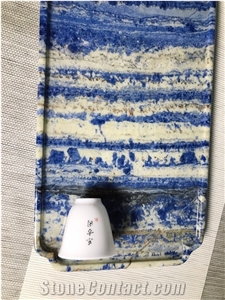 Luxury Bolivia Blue Marble Tea Tray, Marble Rectangle Tray