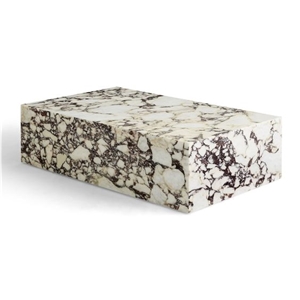 Plinth Low Coffee Table, Calacatta Viola Honed Marble