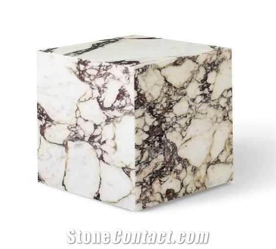 Plinth Low Coffee Table, Calacatta Viola Honed Marble