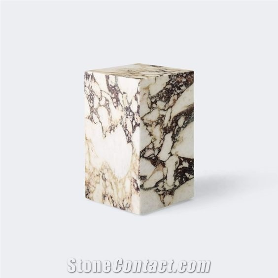Plinth Low Coffee Table, Calacatta Viola Honed Marble
