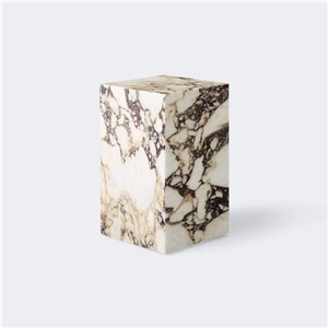 Plinth Low Coffee Table, Calacatta Viola Honed Marble