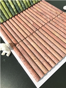Red Travertine Honed Flute Mosaic Tiles