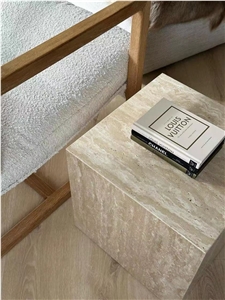 Vein Cut Travertine  Cubes ,Travertine Side Table,End Table