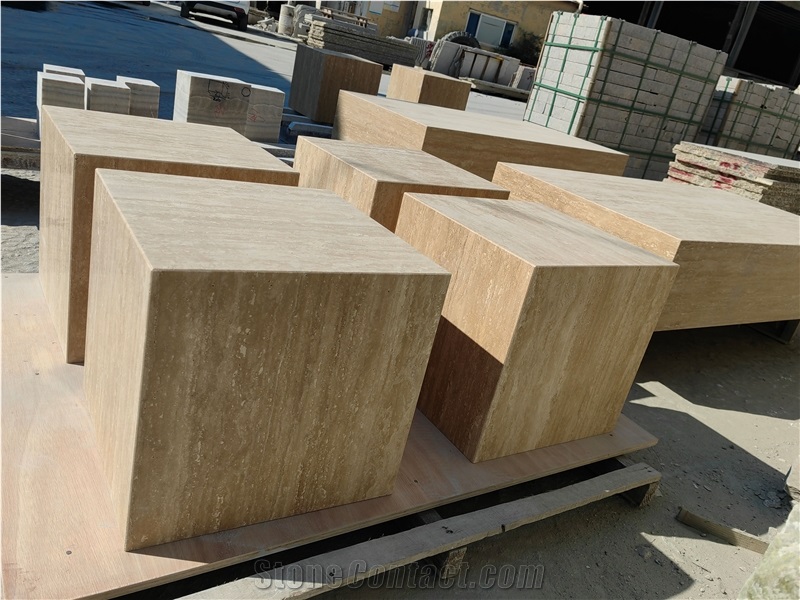 Vein Cut Travertine  Cubes ,Travertine Side Table,End Table