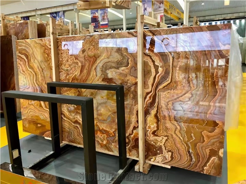 Book Match Persian Tiger Onyx For Wall Floor Tile