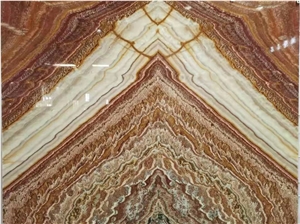 Book Match Translucent Onice Red Vulcano Onyx For Wall