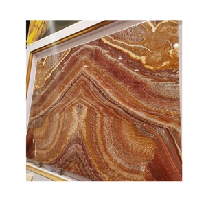 Book Match Translucent Onice Red Vulcano Onyx For Wall