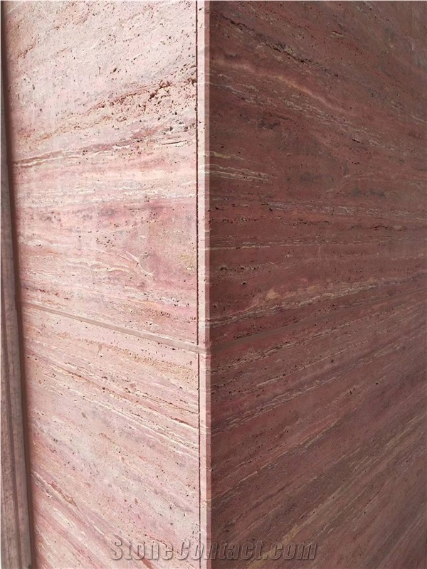 Customized Natural Stone Red Travertine For Wall Cladding