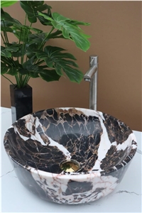 Rough Stone Bathroom Sink Black Marble Wash Basins