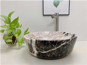 Rough Stone Bathroom Sink Black Marble Wash Basins