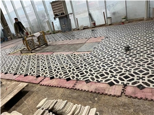 Black Marquina Marble Waterjet Cutting Floor Pattern