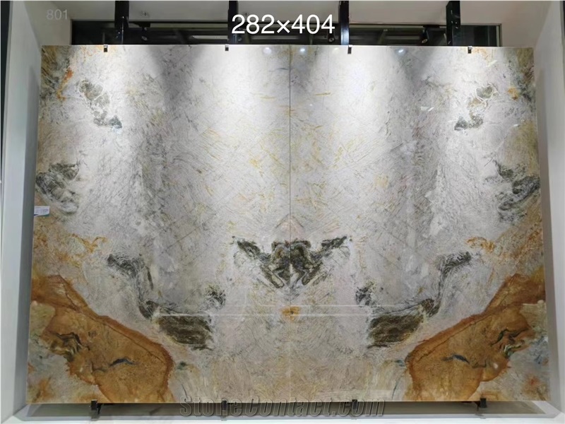 Blue Gold Golden White Yellow Color Quartzite Slab