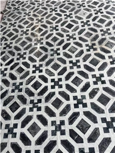 Carrara Bianco Marble Waterjet Cutting Floor Pattern