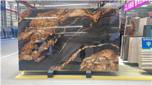 Exotic Polished Magma Gold Granite Slabs