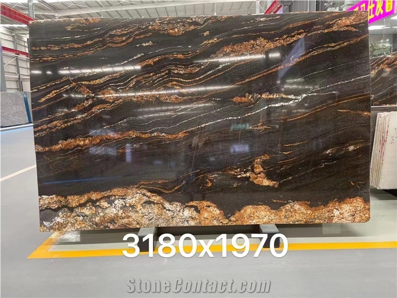Exotic Polished Magma Gold Granite Slabs