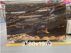 Exotic Polished Magma Gold Granite Slabs