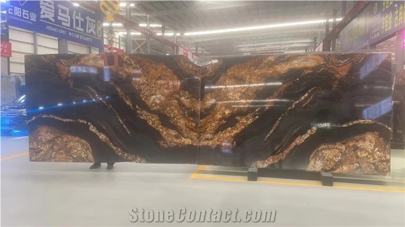 Exotic Polished Magma Gold Granite Slabs