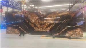 Exotic Polished Magma Gold Granite Slabs