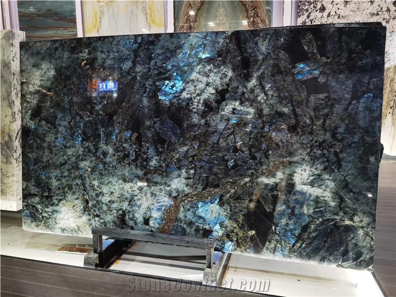 Labradorite Blue Flower Slab For Home Decor