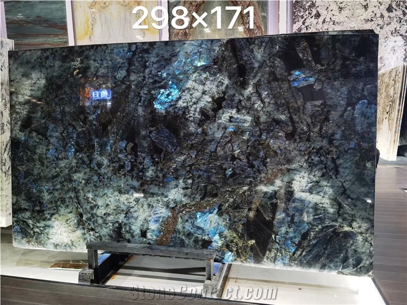 Labradorite Blue Flower Slab For Home Decor Luxury