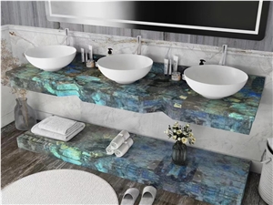 Labradorite Blue Flower Slab For Home Decor Luxury