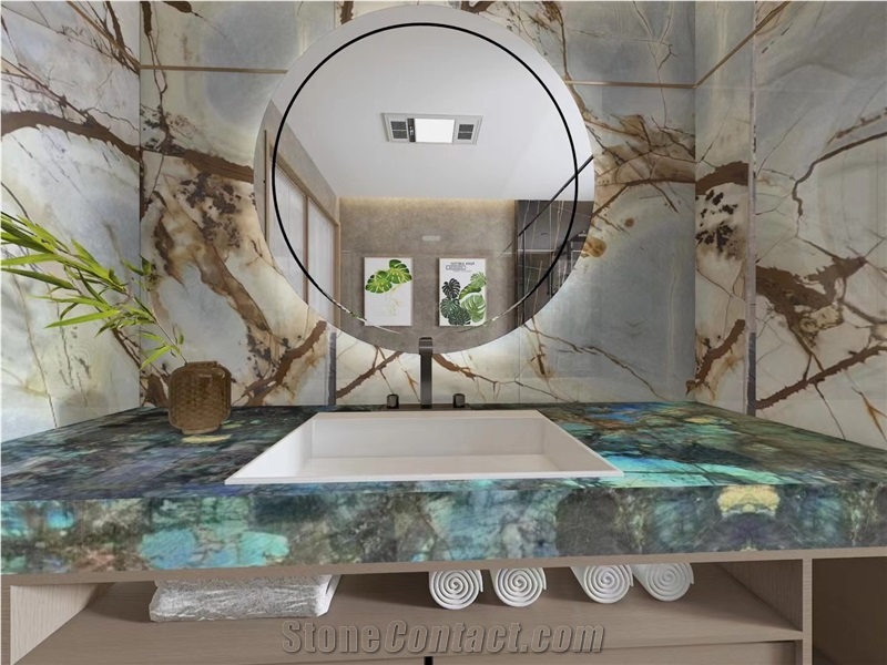 Labradorite Blue Flower Slab For Home Decor Luxury