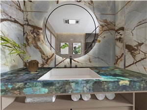 Labradorite Blue Flower Slab For Home Decor Luxury