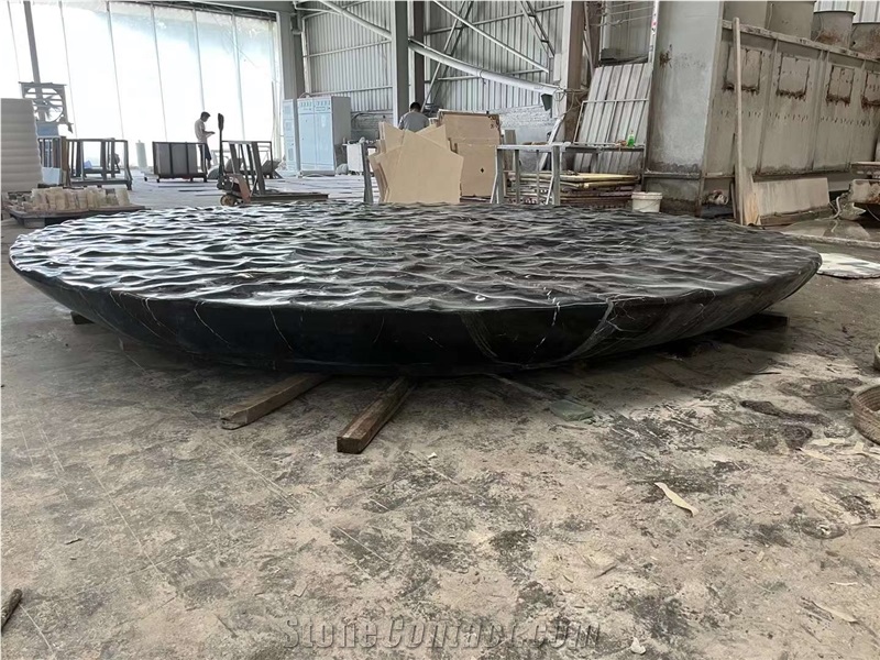 Noir Marquina Marble Tabletop With Wave Surface