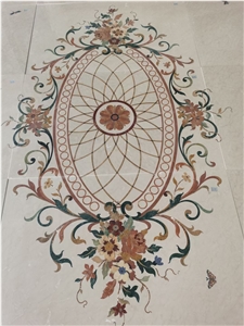 Premium Quality Beige Marble Waterjet Cutting Floor Pattern