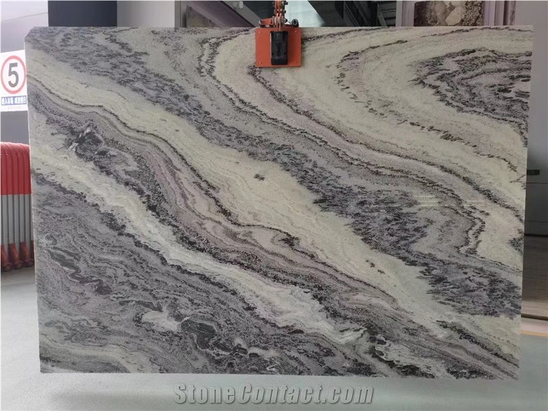 Wave Veins Black Quartzite Slab Stone Golden  White Color