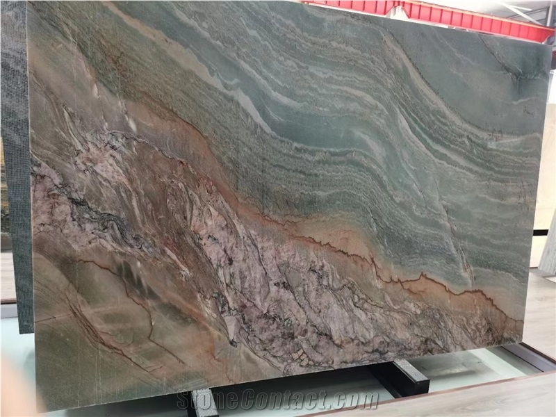 Wave Veins Black Quartzite Slab Stone Golden  White Color