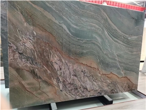 Wave Veins Black Quartzite Slab Stone Golden  White Color