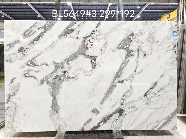 White Gold Quartzite Slab Big Size Large Pattern
