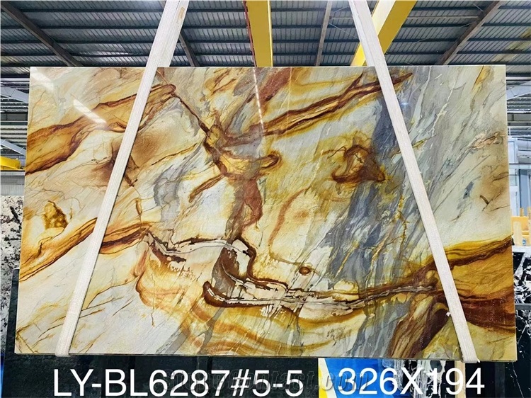 White Gold Quartzite Slab Big Size Large Pattern