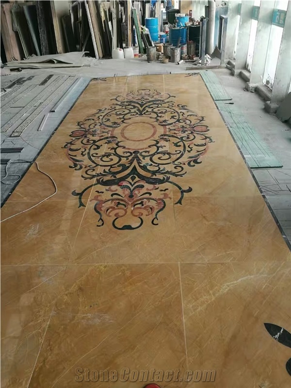 Yellow Onyx Waterjet Cutting Floor Medallion