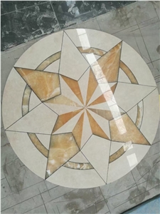 Yellow Onyx Waterjet Cutting Floor Medallion