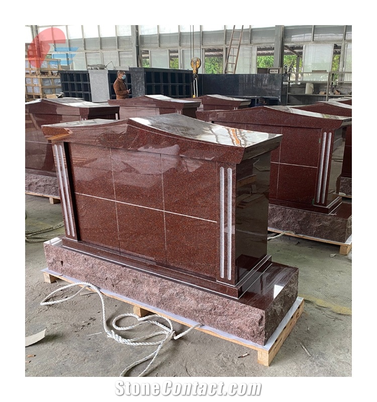 Red  Granite Design Columbarium For Funerial Cemetery