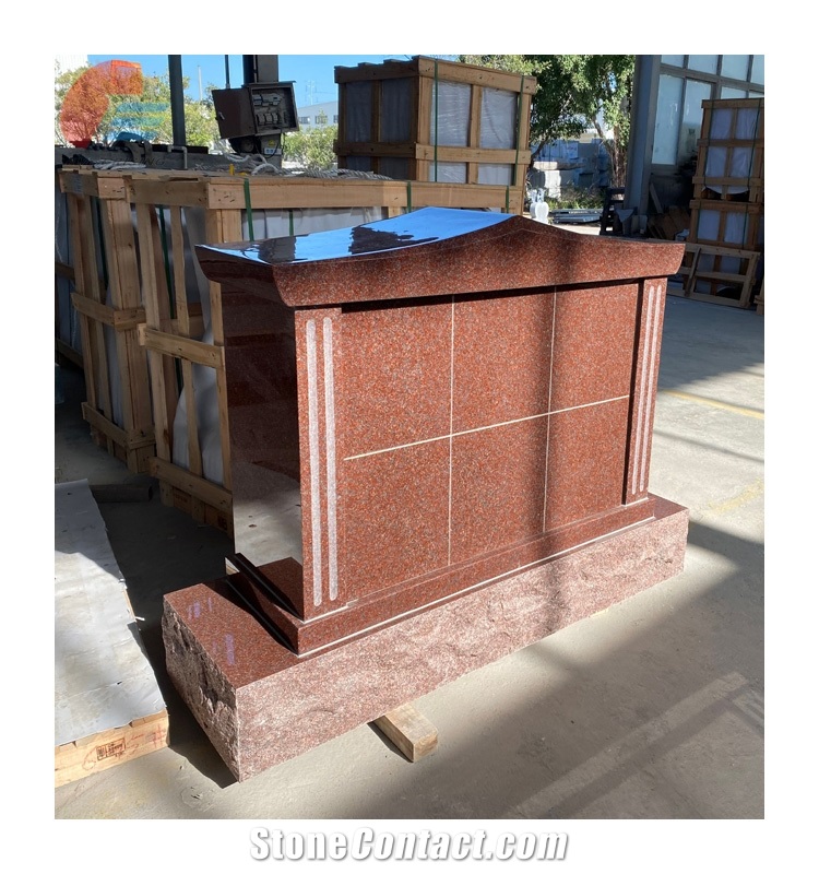 Red  Granite Design Columbarium For Funerial Cemetery