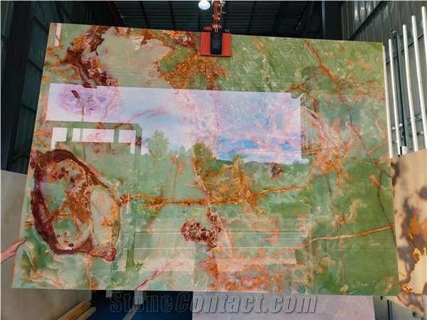 Dark Sapphire Green Onyx Slab Tiles