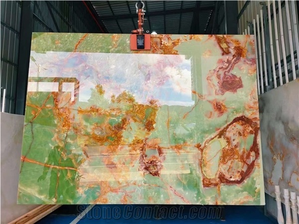 Dark Sapphire Green Onyx Slab Tiles